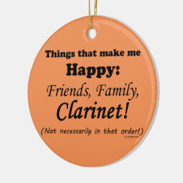Ornamento De Cerâmica Clarinet Me Torna Feliz