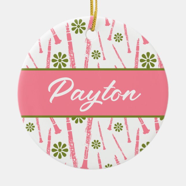 Ornamento De Cerâmica Clarinet Player Músico Presente Personalizado (Frente)