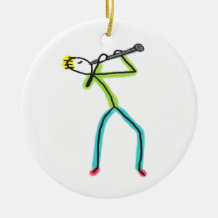 Ornamento De Cerâmica Clarinet Stickman