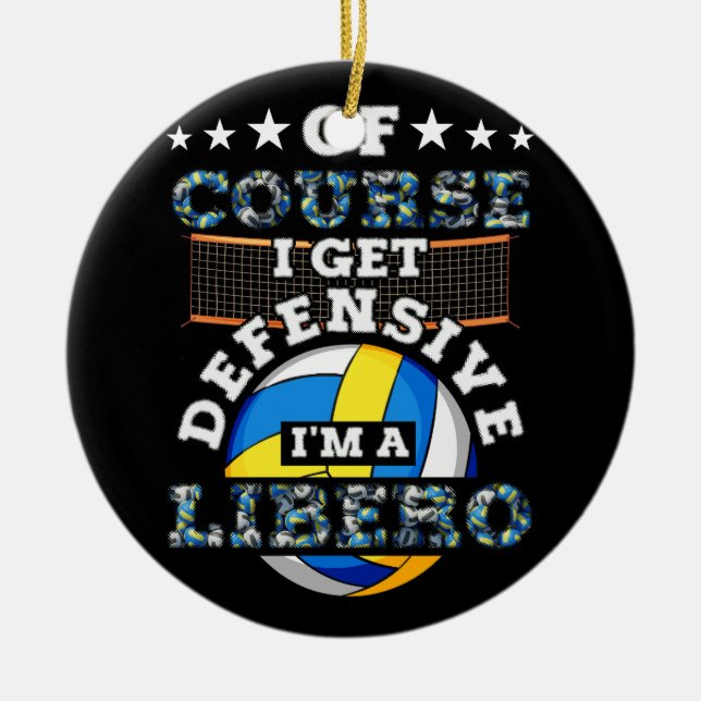 Ornamento De Cerâmica Claro que me defendo, sou um vôlei de vôlei (Frente)