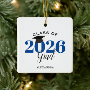 Ornamento De Cerâmica Classe de Formando Azul Escuro Moderno 2022