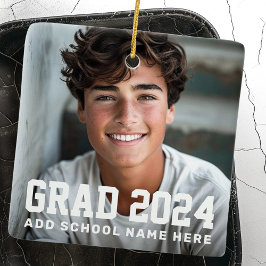 Ornamento De Cerâmica Classe de formando de fotos com nome do ano ou gra