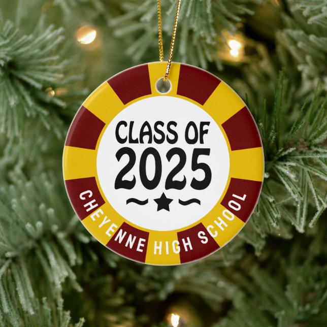 Ornamento De Cerâmica Classe de graduação de 2025 (Add Name) (Árvore)
