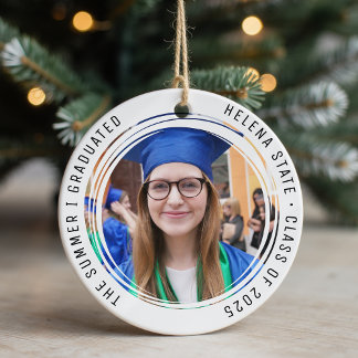 Ornamento De Cerâmica Classe de Graduação de 2025 Photo Keepsasasaac
