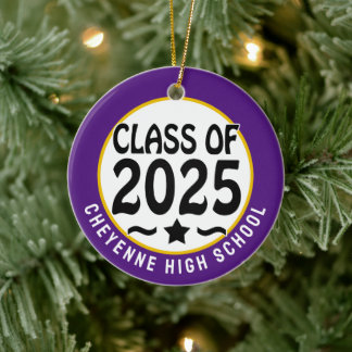 Ornamento De Cerâmica Classe de Graduação Personalizada de Fotos 2025