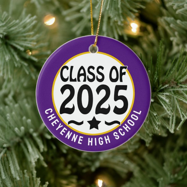 Ornamento De Cerâmica Classe de Graduação Personalizada de Fotos 2025 (Árvore)