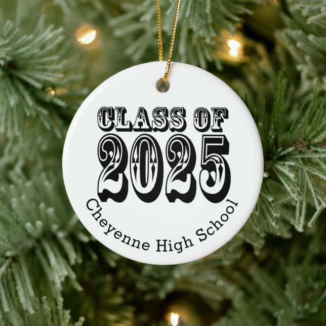 Ornamento De Cerâmica Classe de Graduação Personalizada de Fotos 2025 (Árvore)