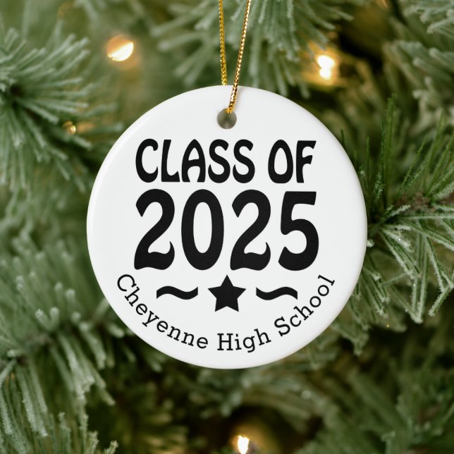 Ornamento De Cerâmica Classe de Graduação Personalizada de Fotos 2025 (Árvore)