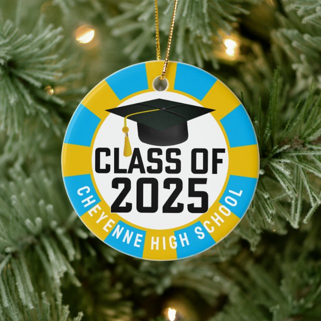 Ornamento De Cerâmica Classe de Graduação Personalizada de Fotos 2025 (Árvore)