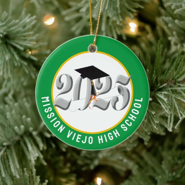 Ornamento De Cerâmica Classe de Graduação Personalizada de Fotos 2025 (Árvore)