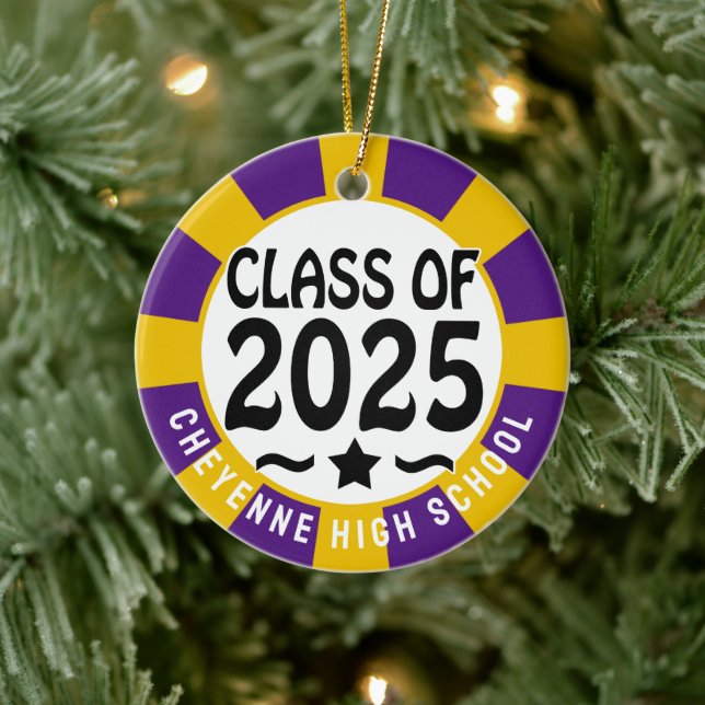 Ornamento De Cerâmica Classe de Graduação Personalizada de Fotos 2025 (Árvore)
