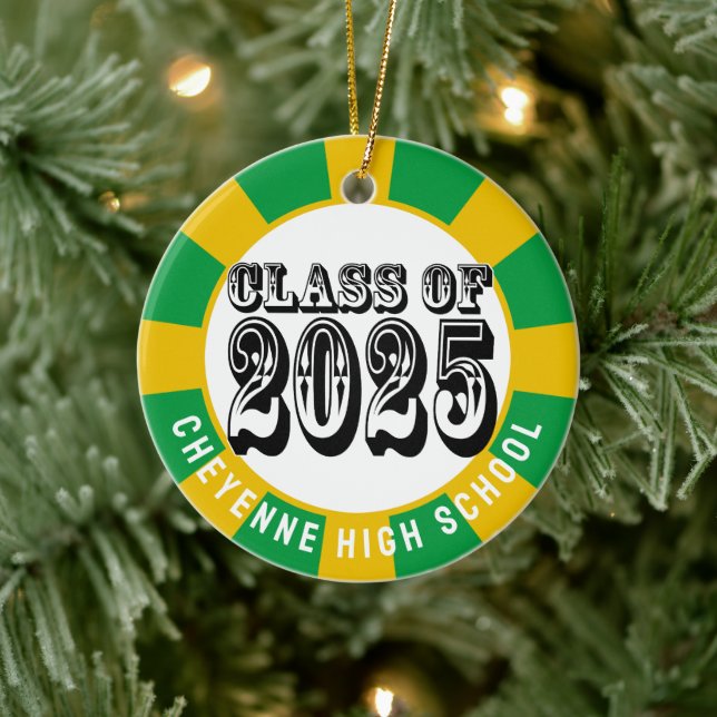 Ornamento De Cerâmica Classe de Graduação Personalizada de Fotos 2025 (Árvore)