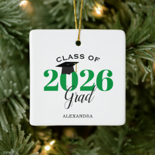 Ornamento De Cerâmica Classe do Formando Verde e Negro Moderno de 2022