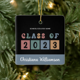 Ornamento De Cerâmica Classe Retroativa Personalizada de Graduação 2023