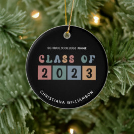 Ornamento De Cerâmica Classe Retroativa Personalizada de Graduação 2023