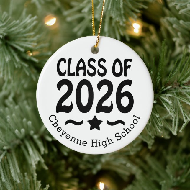 Ornamento De Cerâmica Classe Star de Graduação de Foto 2026 (Árvore)