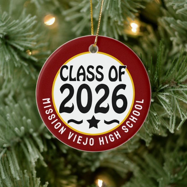 Ornamento De Cerâmica Classe Star de Graduação de Foto 2026 (Árvore)