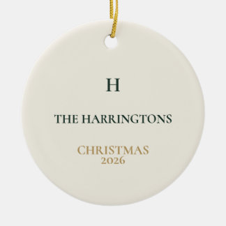 Ornamento De Cerâmica Classic Christmas Personalized Family Monogram