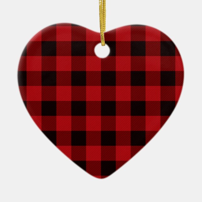 Ornamento De Cerâmica Classic red and black plaid pattern (Frente)