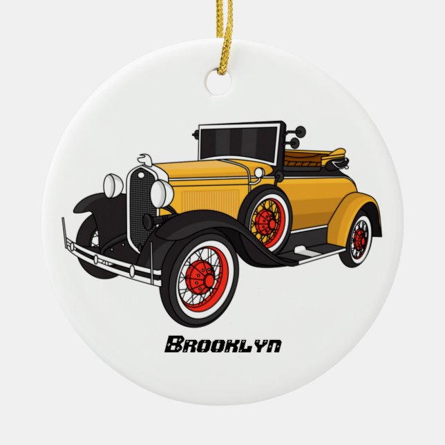 Ornamento De Cerâmica Classic yellow car 1931 (Frente)