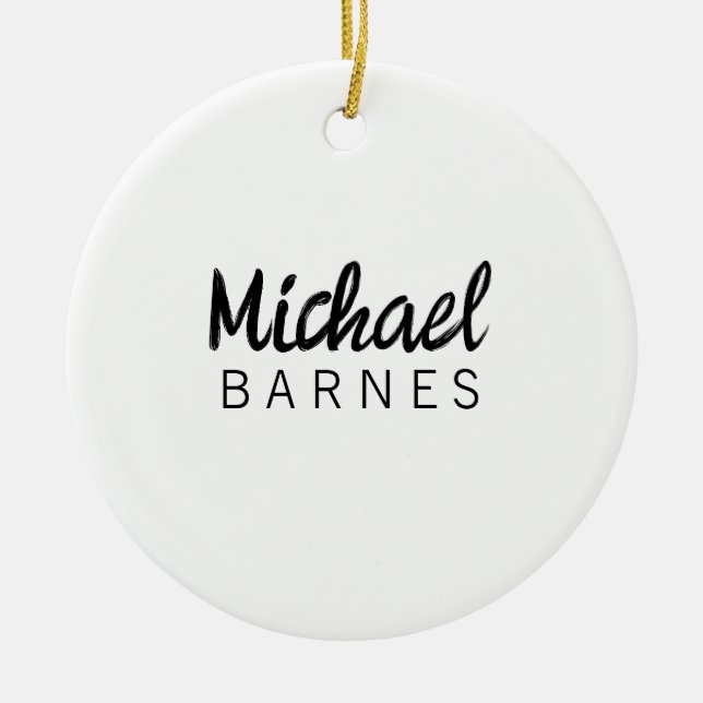 Ornamento De Cerâmica Classical White Minimalist Plain Elegant (Frente)