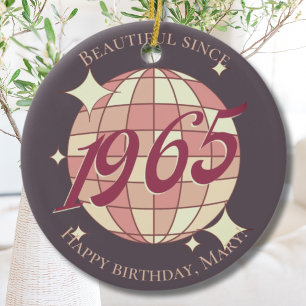 Ornamento De Cerâmica Clássico de 1965 Aniversário de 60 anos roxo retrô