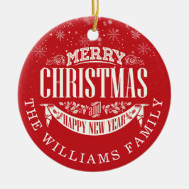 Ornamento De Cerâmica Clássico Feliz Natal e um Feliz Ano Novo Foto