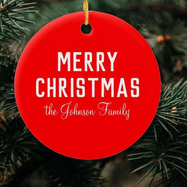 Ornamento De Cerâmica Clássico Neon Red Elegant Natal (Criador carregado)