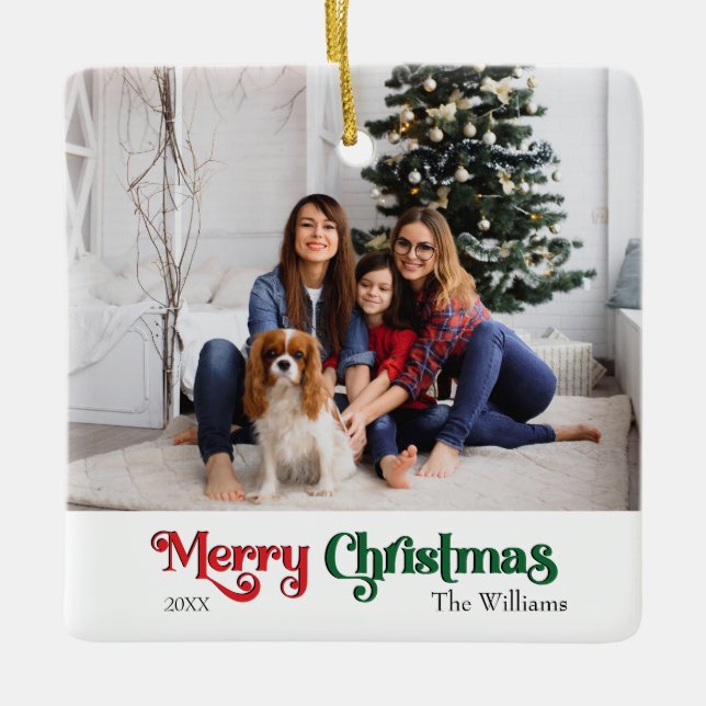 Ornamento De Cerâmica Clássico Simples Feliz Natal (Frente)