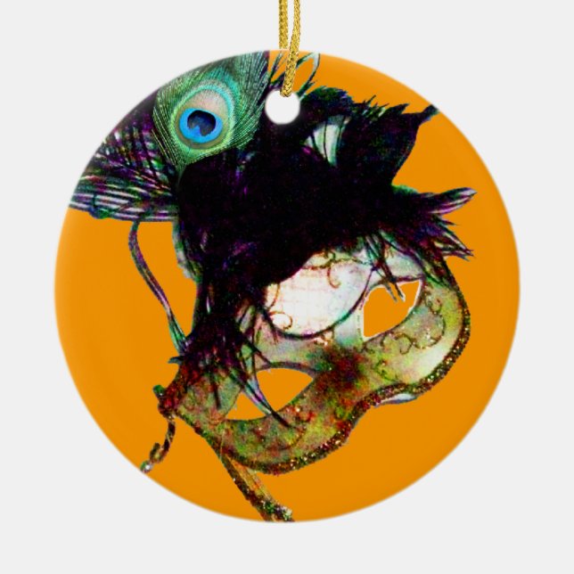 ORNAMENTO DE CERÂMICA CLASSY MARDI GRAS MASCARADA (Frente)