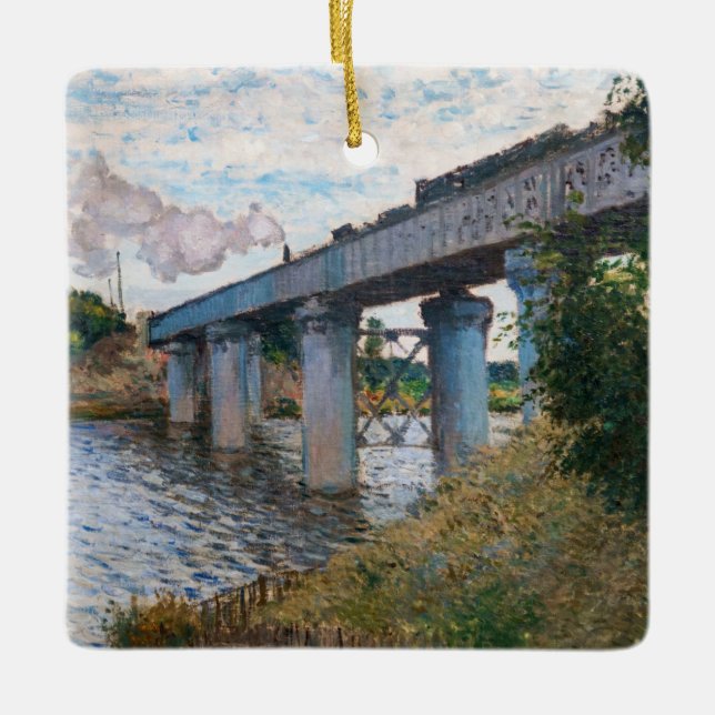Ornamento De Cerâmica Claude Monet - A Ponte Ferroviária na Argentina (Frente)