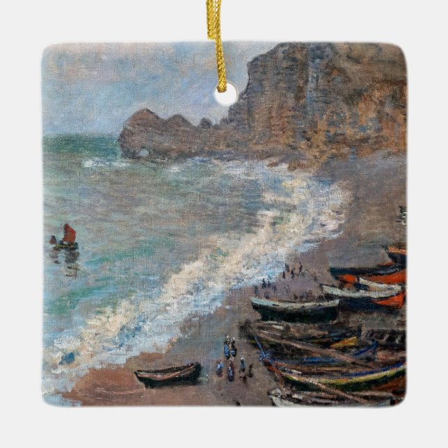 Ornamento De Cerâmica Claude Monet - A praia em Etretat (Frente)