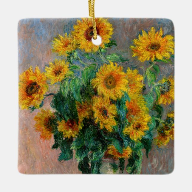 Ornamento De Cerâmica Claude Monet - Buquê de Sunflower (Frente)