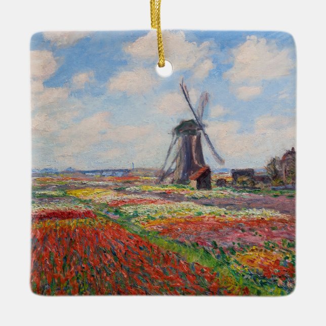 Ornamento De Cerâmica Claude Monet - Campo das Tulipas na Holanda (Frente)