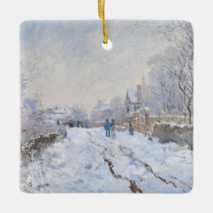 Ornamento De Cerâmica Claude Monet - Cena de neve em Argenteuil