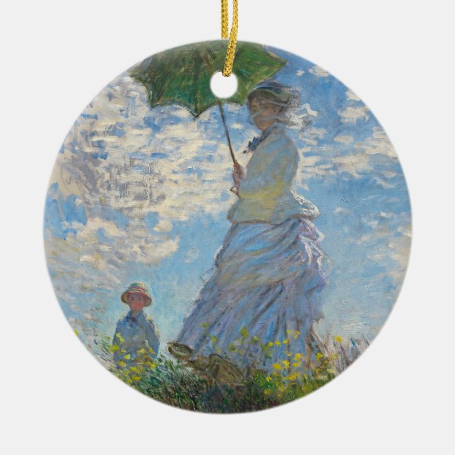 Ornamento De Cerâmica Claude Monet | Mulher com Parasol (Frente)