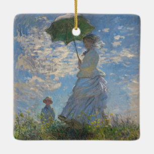 Ornamento De Cerâmica Claude Monet Mulher com um Guarda-Sol Arte Fina