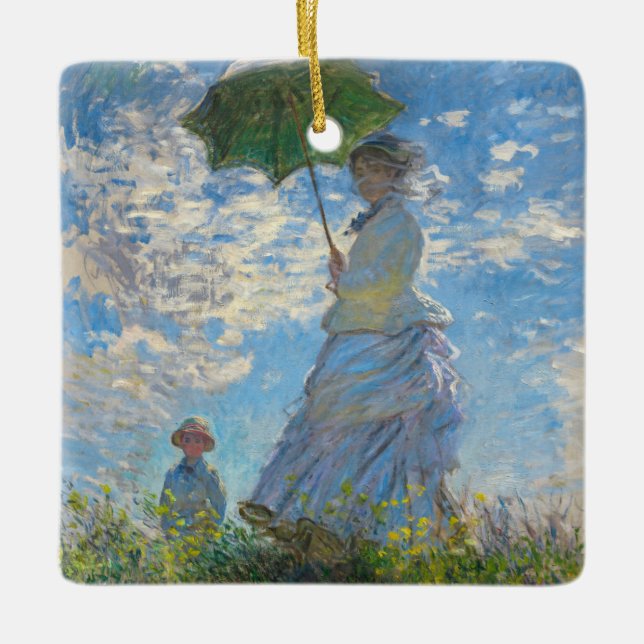 Ornamento De Cerâmica Claude Monet - O Promenade, Mulher com Parasol (Frente)