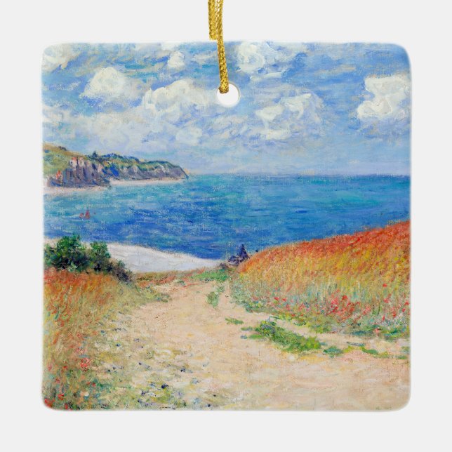 Ornamento De Cerâmica Claude Monet - Path in Wheat Fields at Pourville (Frente)