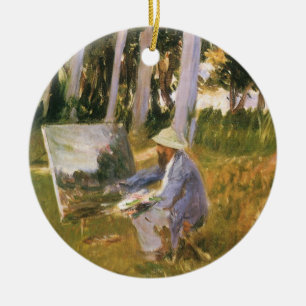 Ornamento De Cerâmica Claude Monet Pintando, Beira de um Bosque por Sarg