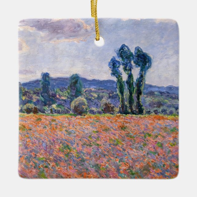 Ornamento De Cerâmica Claude Monet - Poppy Field 1890 (Giverny) (Frente)