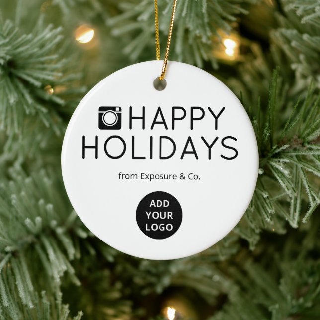 Ornamento De Cerâmica Clean Logo Ornament for Photo Studios (Árvore)