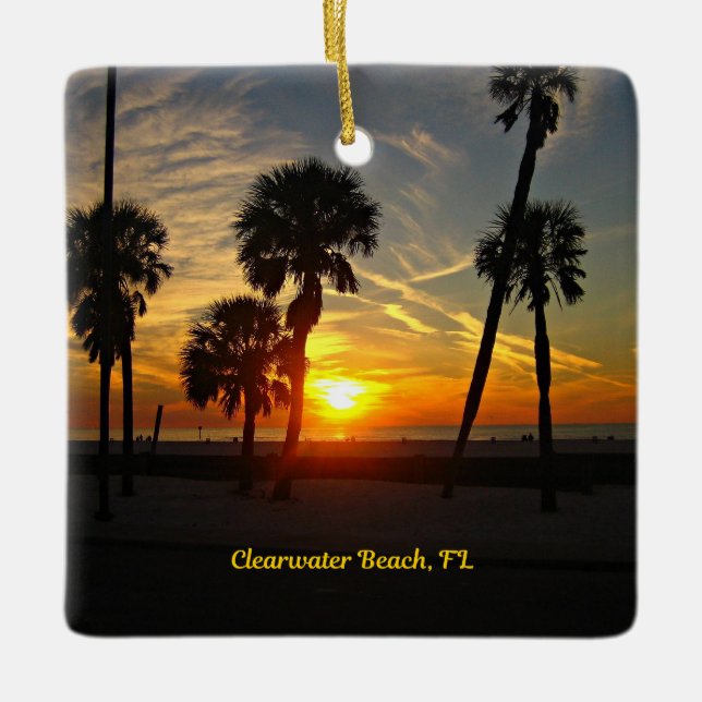 Ornamento De Cerâmica Clearwater Beach Sunset (Frente)
