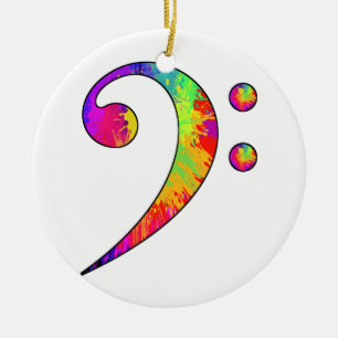 Ornamento De Cerâmica Clef baixo colorido