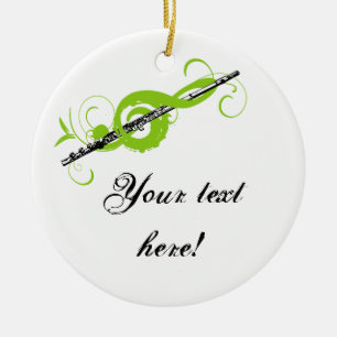 Ornamento De Cerâmica Clef & flauta personalizados de triplo