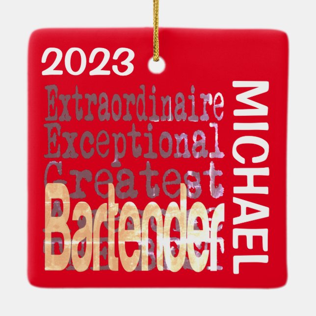 Ornamento De Cerâmica CLIENTE Extraordinário do Bartender (Verso)