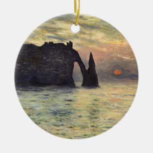 Ornamento De Cerâmica Cliff Etretat, Sunset de Claude Monet