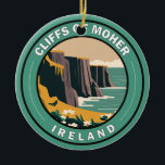 Ornamento De Cerâmica Cliffs of Moher Ireland Floral Viagem Art Vintage<br><div class="desc">Clipes de design de arte vetorial de Mher. Os Cliff of Moher são penhascos marinhos localizados no extremo sudoeste da região de Burren,  em County Clare,  Irlanda.</div>