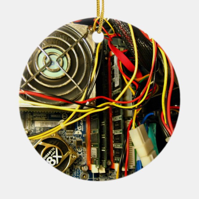 Ornamento De Cerâmica Close up dos eletrônicos do mainboard do (Frente)