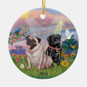 Ornamento De Cerâmica Cloud Angel - Dois Pugs Raparigas